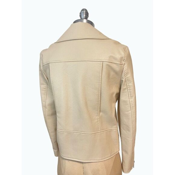 Elizabeth and James Vegan Faux Leather Cream Moto Jacket size small - Picture 3 of 7